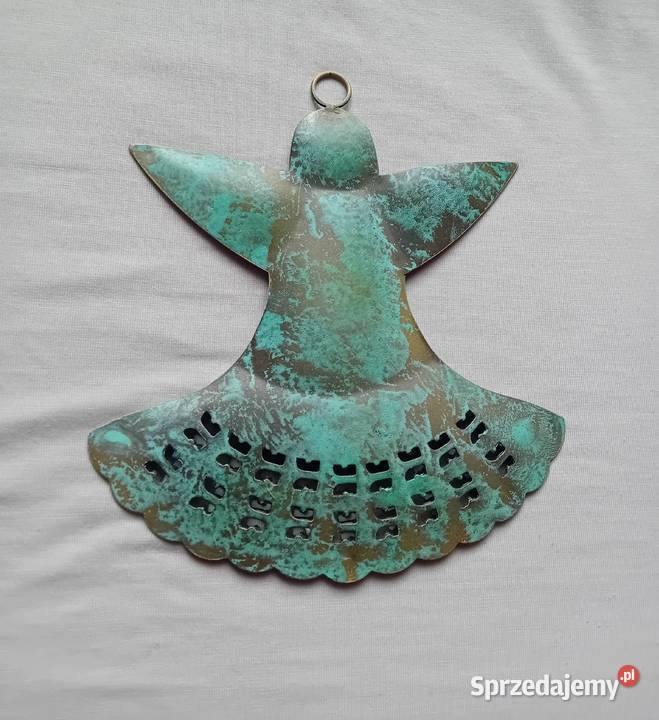 Metalowa zawieszka w formie aniołka pokryta Antyki wielkopolskie Koźminek sprzedam