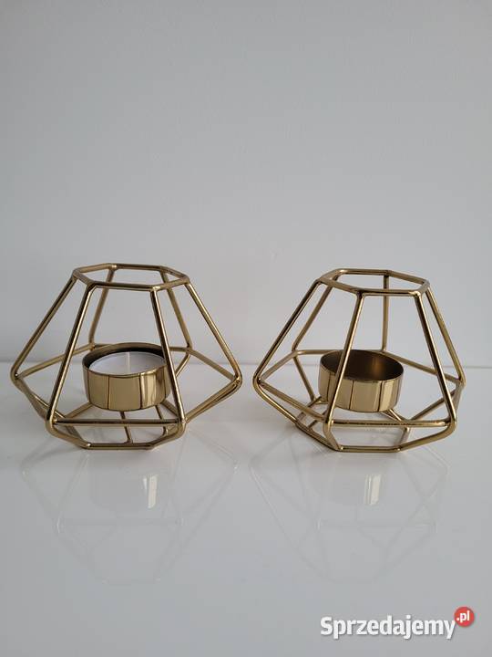 Złote świeczniki metalowe 3 sztuki małopolskie Liszki sprzedam