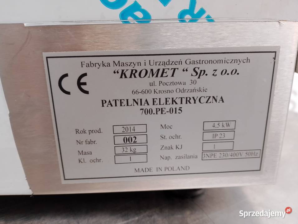 Płyta grill el Kromet 700PBE400RC patelnia el Gastronomia Wrocław