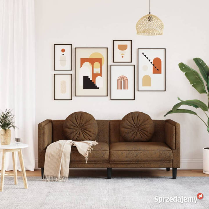 Sofa 2os brązowa sztuczna skóra zamszowa mazowieckie Warszawa