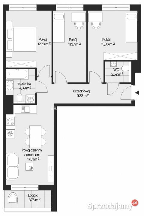 Mieszkanie Kraków Piasta Kołodzieja 7145m2 4pok 71.45m2