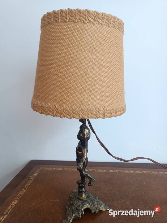 Lampka nocna mosiężny anioł Antyki, Sztuka, Kolekcje Budzyń