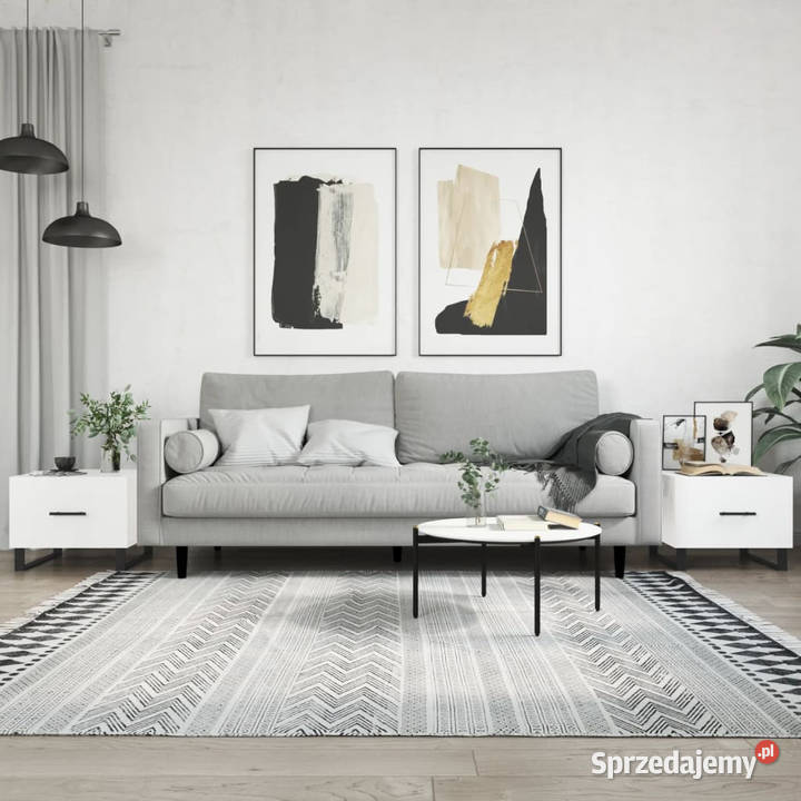 Stoliki kawowe 2 białe z połyskiem 50x50x40 mazowieckie Warszawa