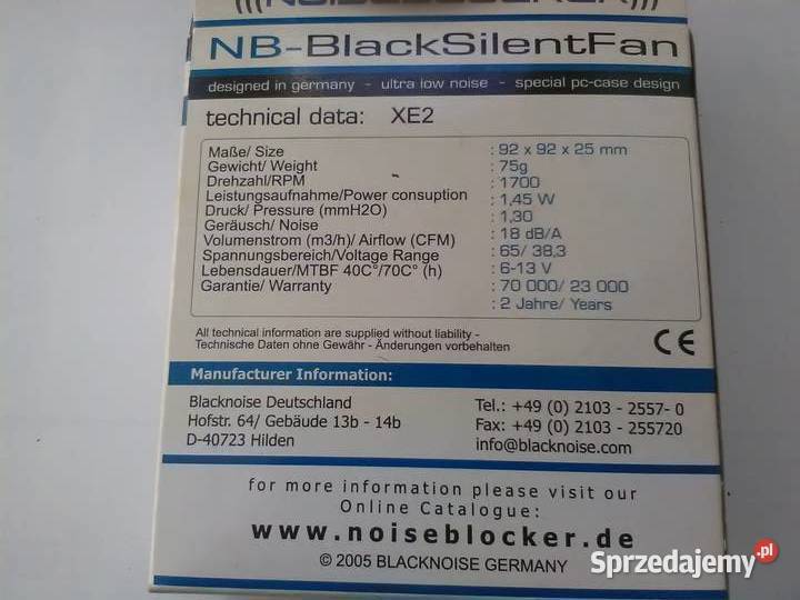 Wentylator do obudowy PC NoiseBlocker Pozostałe Radom