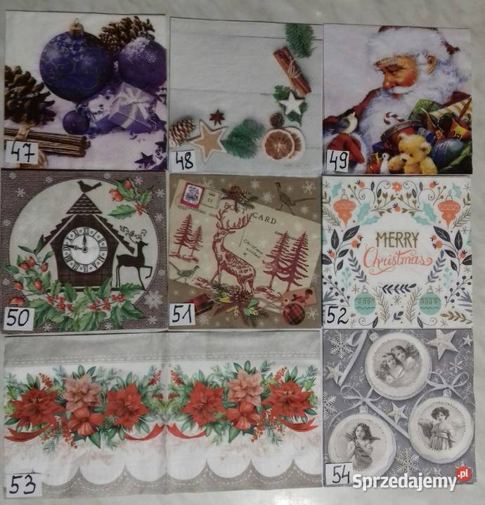 Serwetki decoupage świąteczne mazowieckie Laskowiec sprzedam
