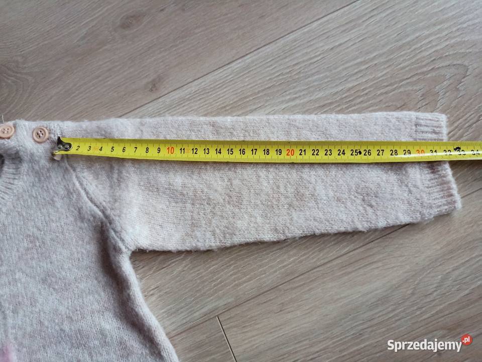 Sweter tunika dziewczęcy beżowy z sarenką 92 brązowy/beżowy Płock