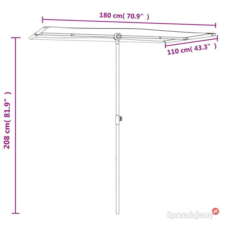 Parasol ogrodowy na aluminiowym słupku 180x110 Warszawa