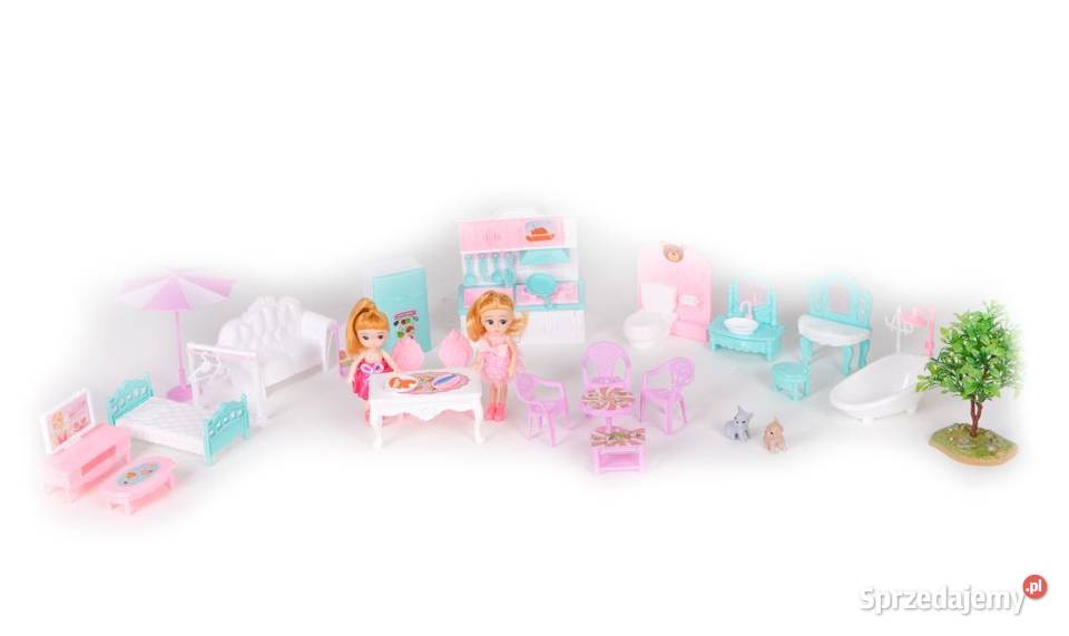 Duży domek lalek składany Villa mebelki lalka