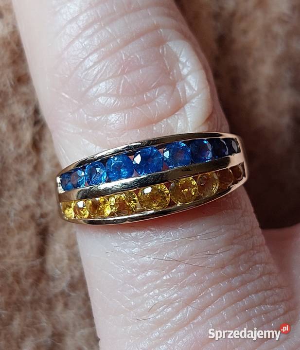 Damski Złoto 585 14k Pierścionek Szafiry Żółte i złoto mazowieckie Grodzisk Mazowiecki