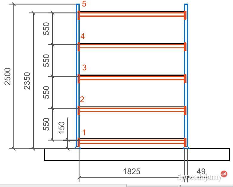 Regał półkowy Mecalux picking 250x182x60 5 półek Siedlce