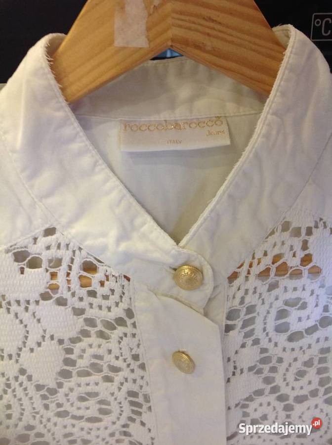 Koszula Biała z Koronką Damska Roccobarocco S Bluzki i koszule lubuskie