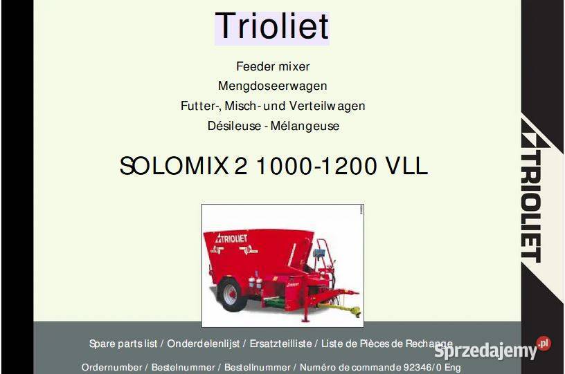 Trioliet SOLOMIX 2 1000 1200 VLL paszowóz Kielce sprzedam
