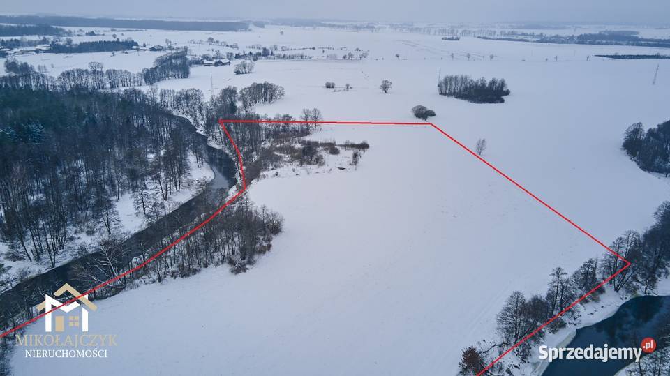 Urokliwa działka rolna z linią brzegową Łyny Bartoszyce sprzedam