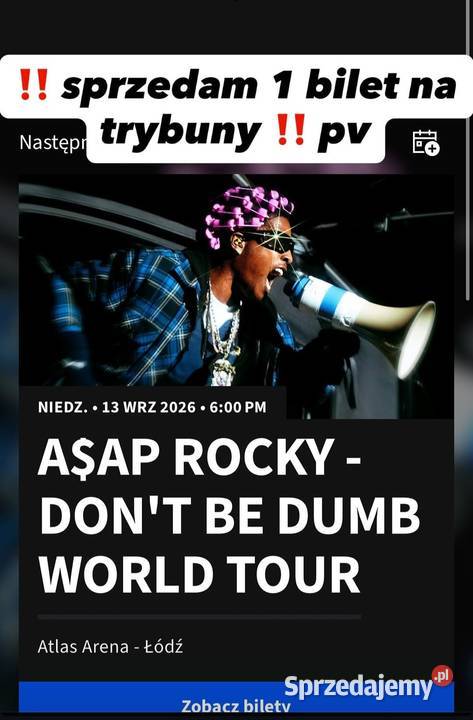 Bilet ASAP Rocky Dont Be Dumb World Tour warmińsko-mazurskie