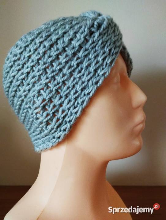 Szara opaska turban alpaka 70 wełna 20 handmade warmińsko-mazurskie Olsztyn