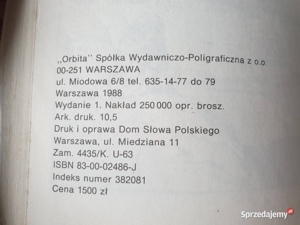 Szninkiel 1988 wyd 1 Orbita Grzegorz Rosiński Gdynia