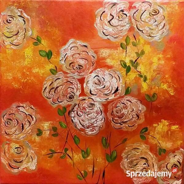 Obraz olejny Róże abstrakcja Lublin sprzedam