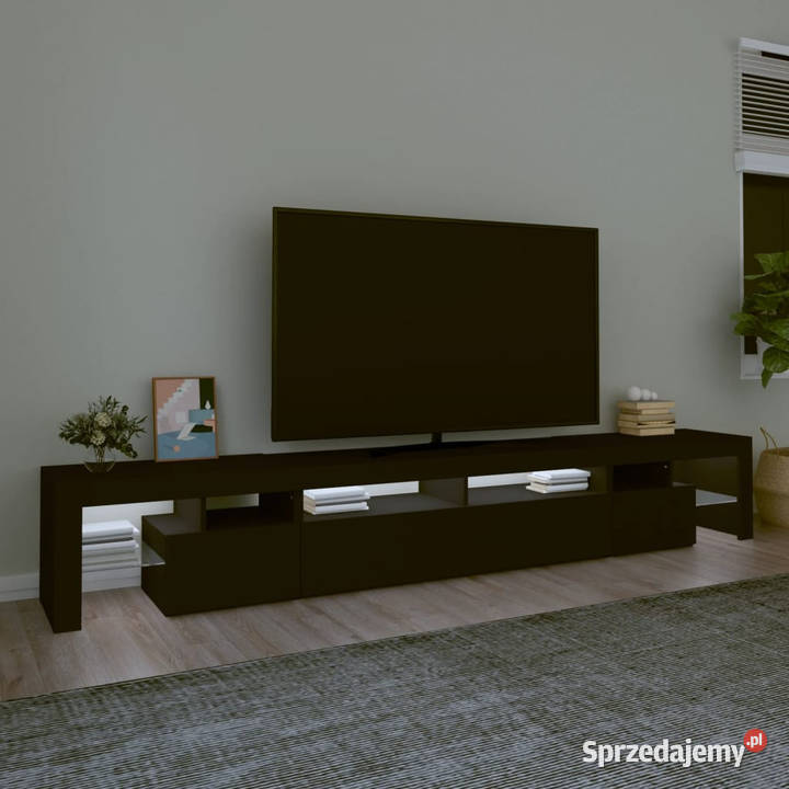 Szafka pod TV z oświetleniem LED czarna mazowieckie Warszawa