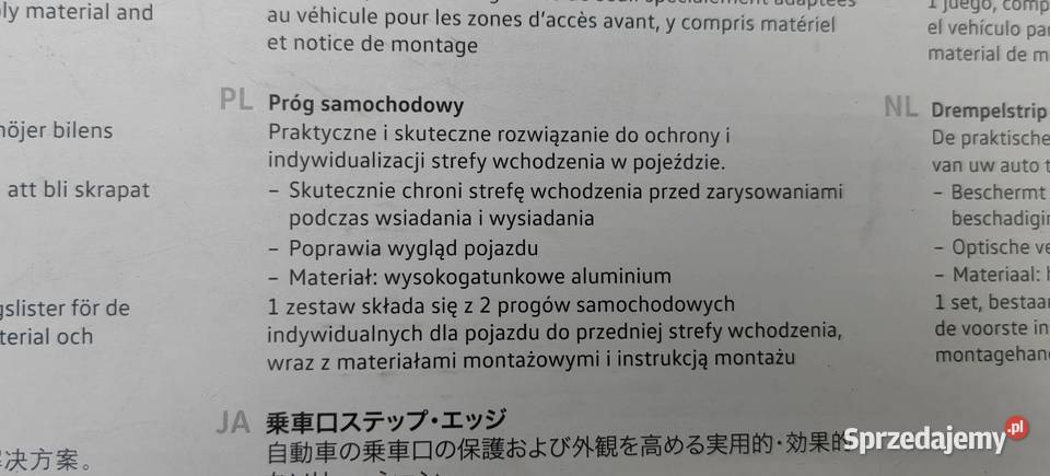 2G0071303A VW Polo zestaw listew progowych z małopolskie Rożnów
