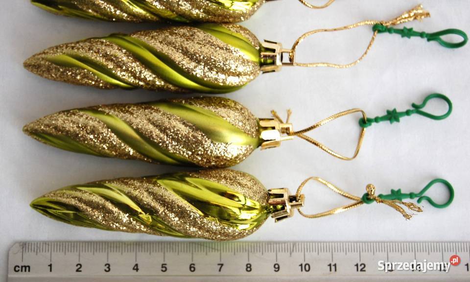 Bombki plastikowe sople limonkowozielone złoty lubelskie