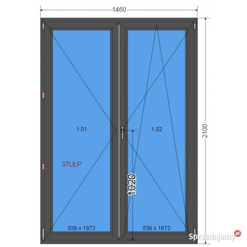 Okno balkonowe 1460 x 2100 146x210 ANTRACYT Oleśnica