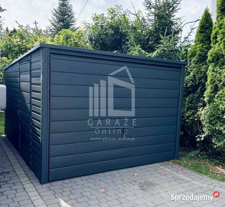 Garaż Blaszany 3m x 5m spad tył Brama uchylna Wisła