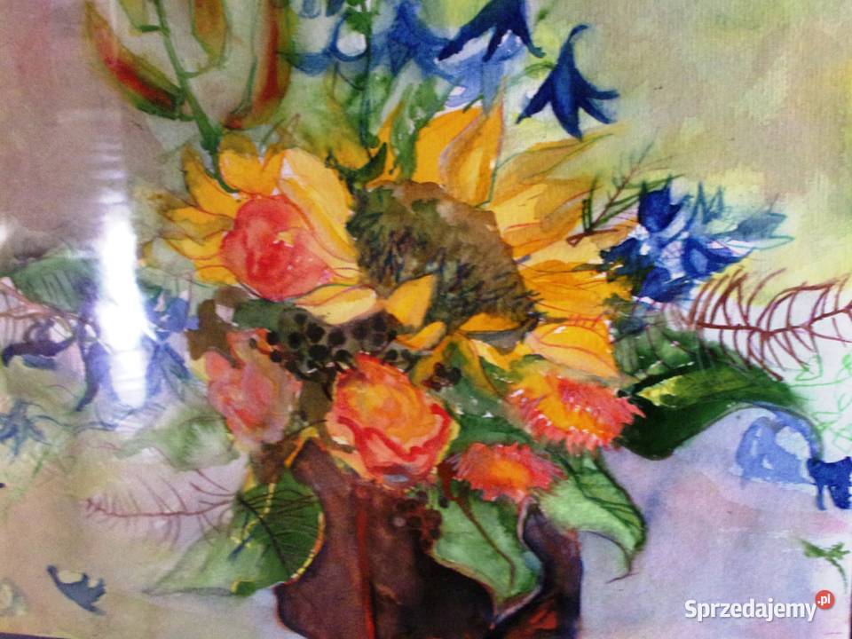 Akwarela Bukiet kwiatów w ładnej profesionalnej Malarstwo Warszawa