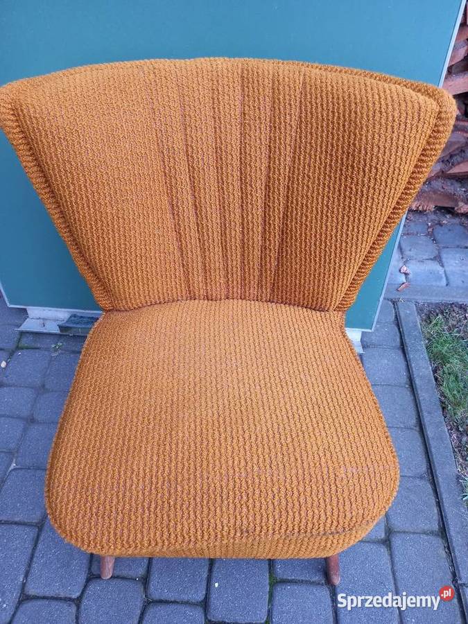 Stary fotel patyczak muszelka PRL vintage 74cm wielkopolskie sprzedam