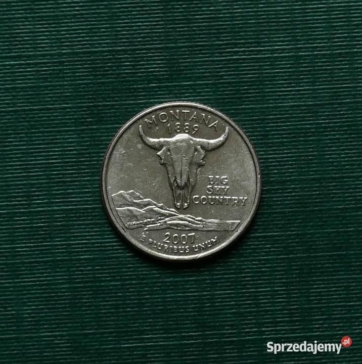 USA dolara 2007r Ćwierćdolarówka Montana Numizmatyka śląskie Gliwice sprzedam