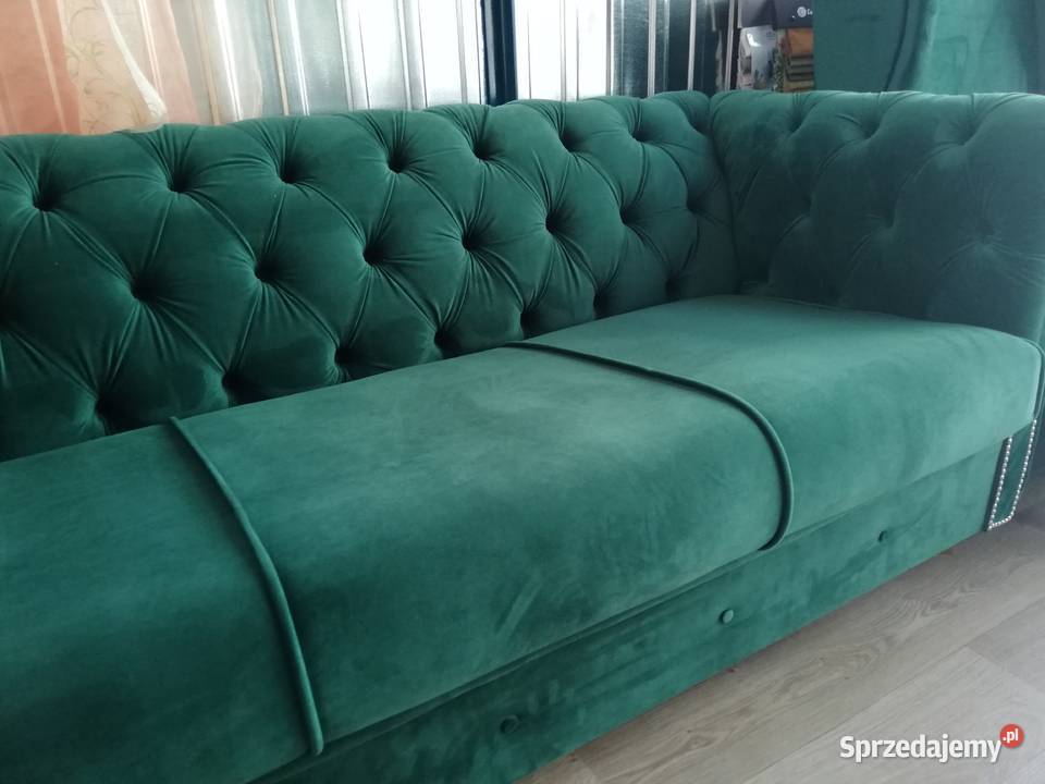 Sofa glamour zielona butelka 220dluga z f spania