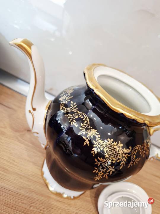 Weimar porcelana kobalt zloto Dzbanek kawa Braniewo