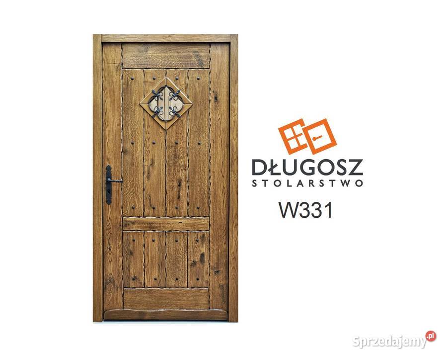 Drzwi DŁUGOSZ drewniane zewnętrzne wejściowe