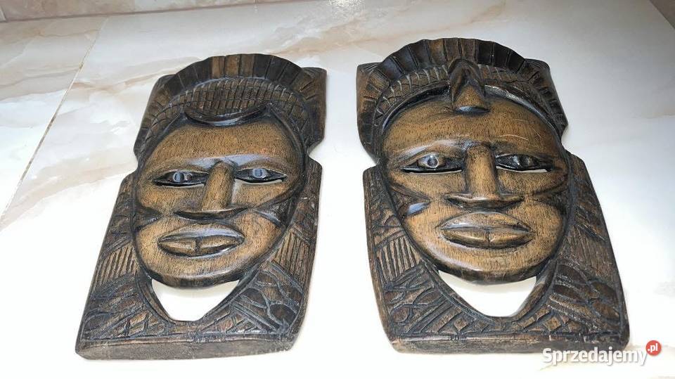 Afrykańska maska Wojownik Wykonana z jednego pomorskie Gdańsk