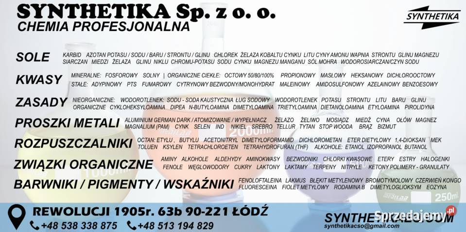 Surowce i Odczynniki Chemiczne SYNTHETIKA Sp z o Łódź