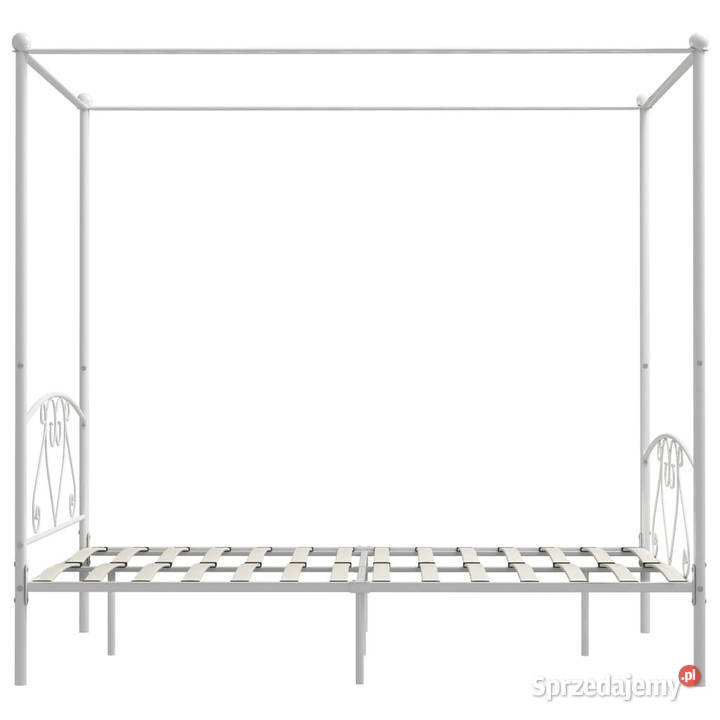 Rama łóżka z baldachimem biała metalowa 160 x 167cm Łóżka i materace