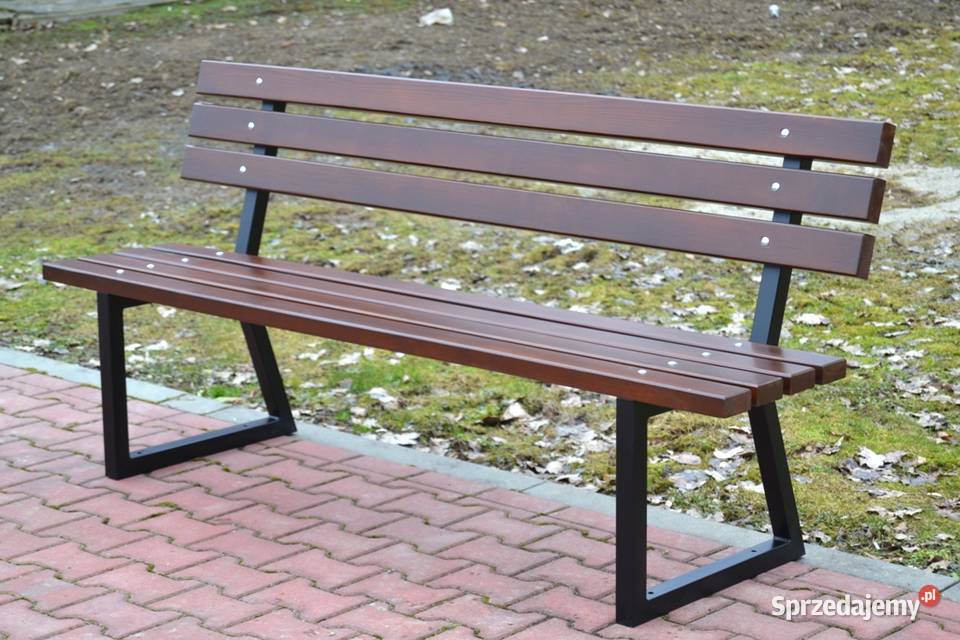 Ławka z oparciem stalowa parkowa ogrodowa Kamienica Polska