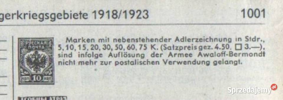 Zn Rosja Armia Bermandta wykaz w opisie 1919 Gliwice