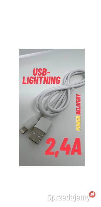 Kabel USB A do Lightning 2,4A | 1 m | biały | szybkie ładowanie |