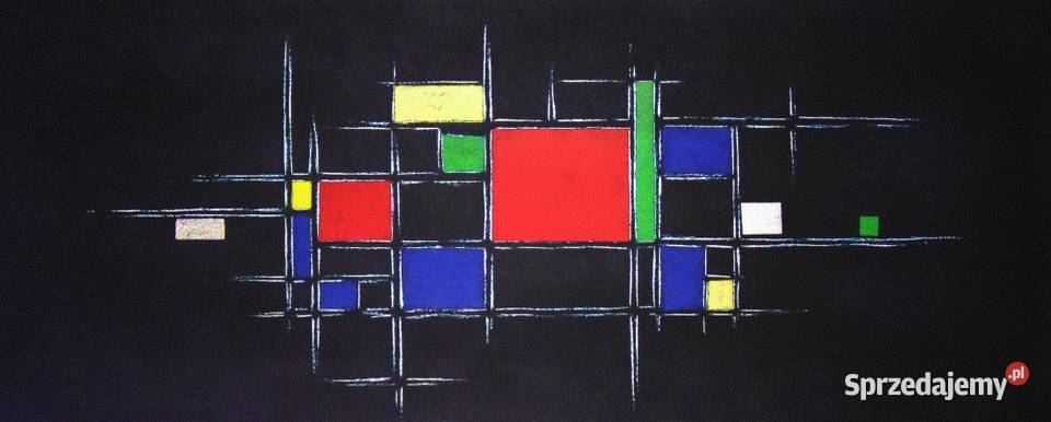 Obraz ręcznie grawerowanymalowany ala Mondrian Malarstwo Sandomierz