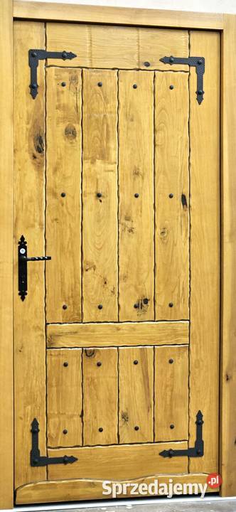 Drzwi DŁUGOSZ drewniane zewnętrzne jodełka Katowice