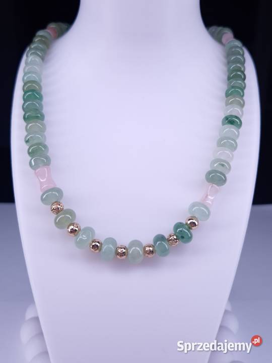 Naszyjnik agat mszysty zielony leśny vibe