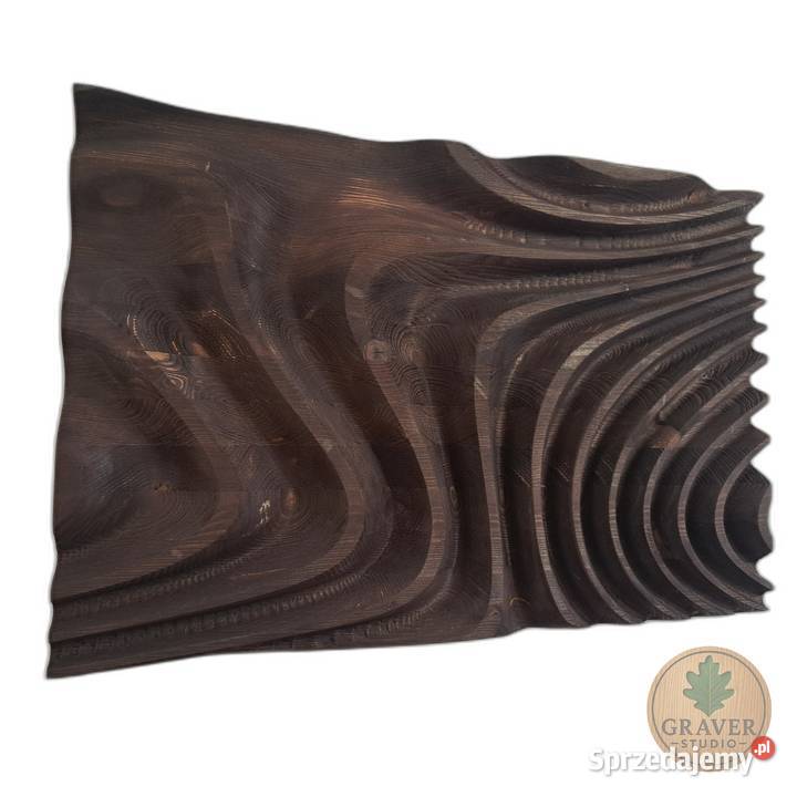 Płaskorzeźba drewniana fale wody dekoracja