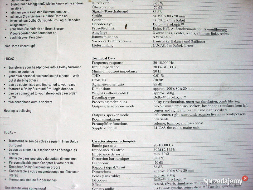 Sennheiser Lucas Dolby Pro Logic Decoder