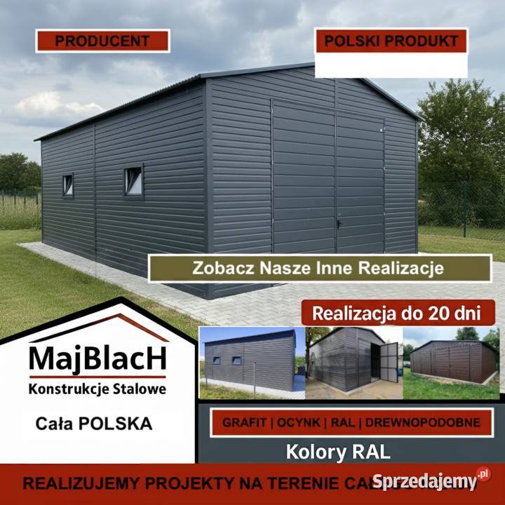 Garaż Blaszany Grafitowy Montaż Wiata PRODUCENT Biłgoraj