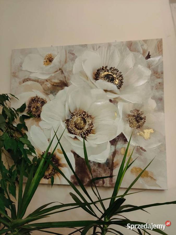 Obraz malowany na płótnie beżowy Kostrzyn