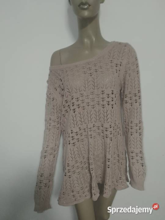 sweterek beżowy z przodem ażurowym r 4648 Zamość