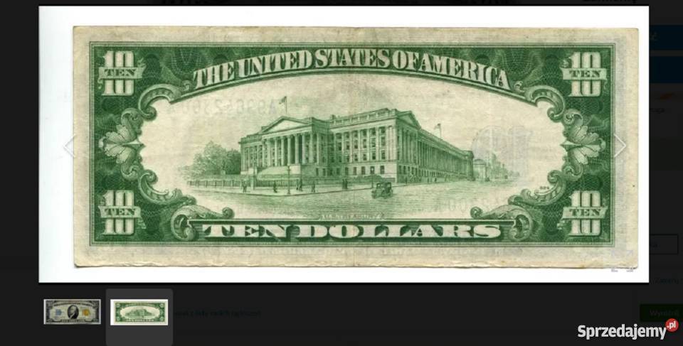 banknot 10 dolarów z 1934 roku Warszawa