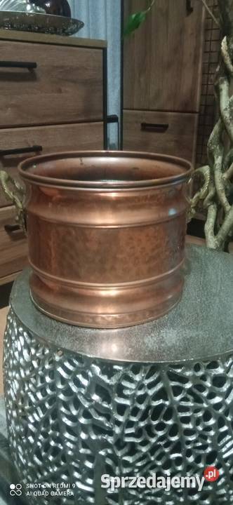 Doniczka miedziana z uchwytami bokach podlaskie Białystok