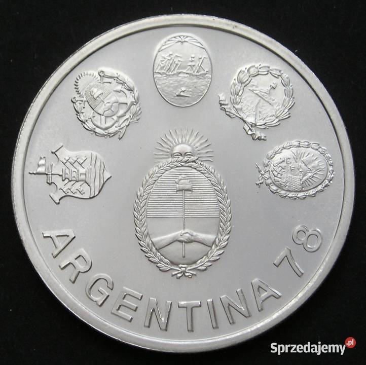 Argentyna 2000 pesos 1977 MŚ 1978 srebro stan 2 Numizmatyka Antyki, Sztuka, Kolekcje Łódź