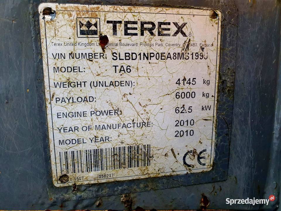 Terex TEREX TA6 6t Wozidło budowlane TEREX TA6 Ropczyce